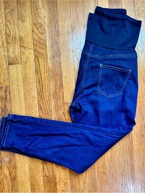 Time and Tru Dark Blue Maternity Jeggings with Full Waist Panel